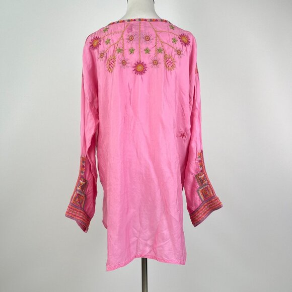 NWOT Johnny Was Butterfly Floral Embroidered Tunic Shirt Blouse Pink Size XL - Picture 7 of 13